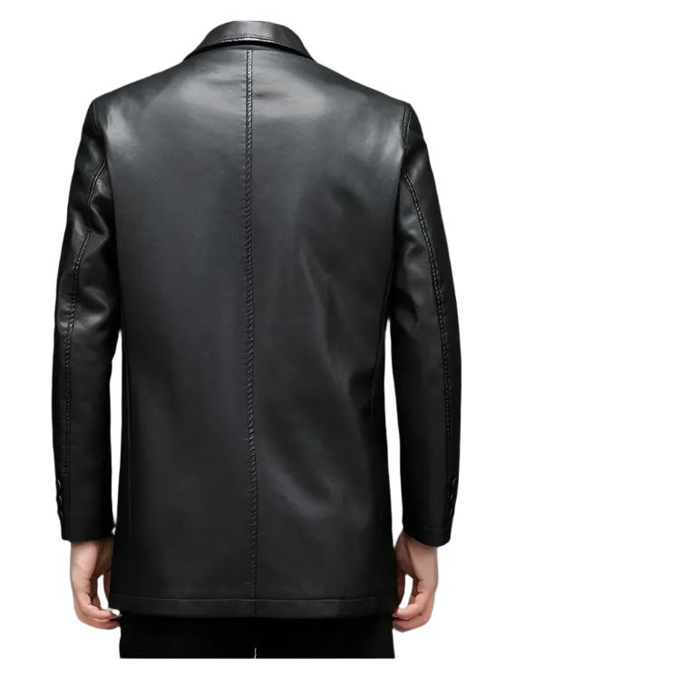 7XL Midi Long Winter Plush Warm Leather Windbreaker Male Large Size Men's Leather Jacket - JVMCL