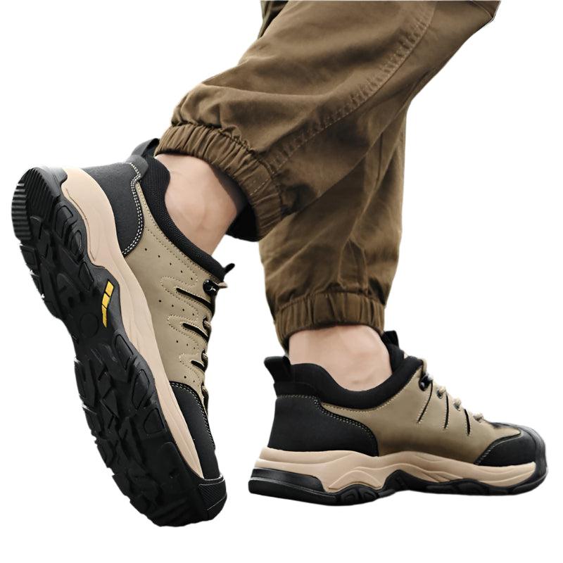 Genuine Leather Men's Hiking Sneakers–Handmade High-Quality Casual Walking Shoes - JVMCL