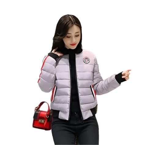 Quilted Cotton Women's Bomber Jacket: Padded Short High-Quality Winter Essential Parka Coat - JVMCL