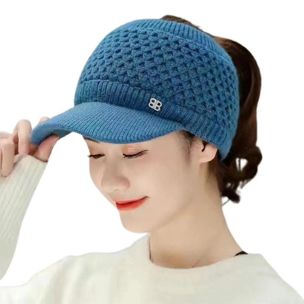 Cozy Fashion Winter Thermal Ladies Knit Cap Solid Color Ladies Hat - JVMCL