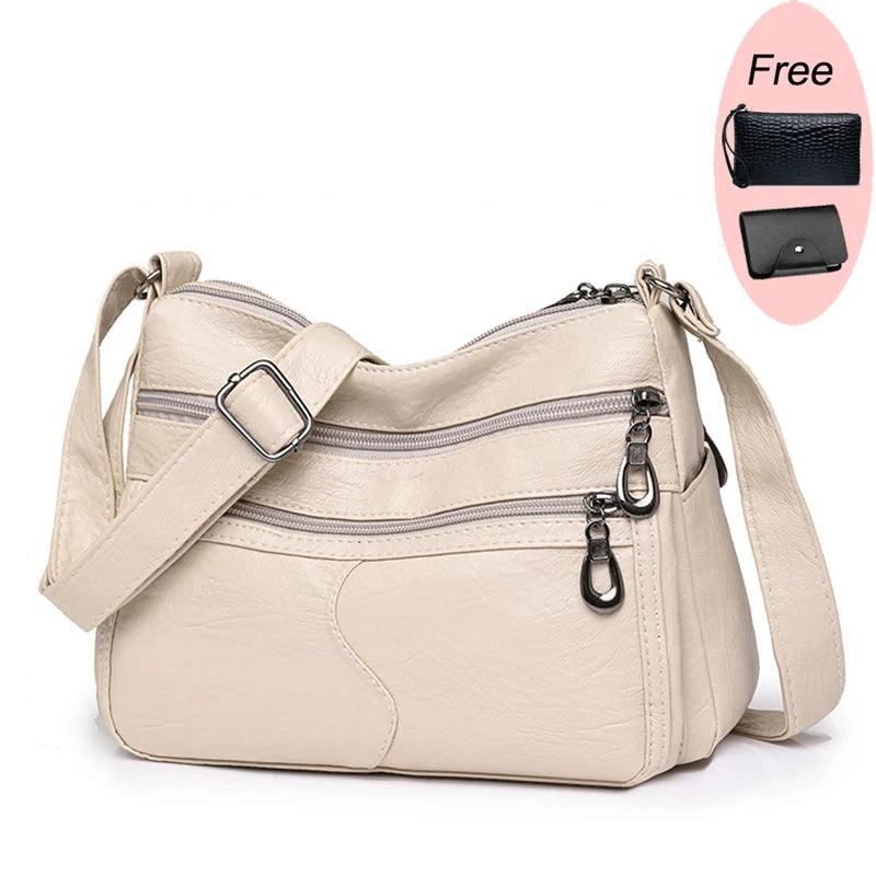 Women's Vintage Handbags and Purses - Retro Design Soft Leather Crossbody Bags - JVMCL