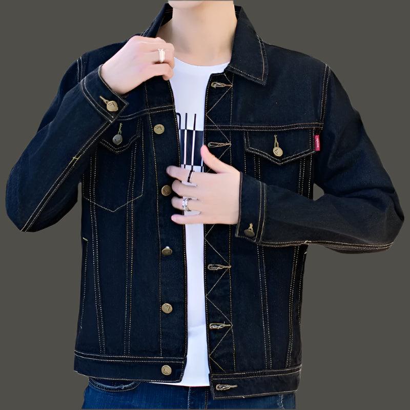 Men's Slim Fit Denim Jacket – Vintage Blue Casual Jeans Coat for Autumn & Winter - JVMCL