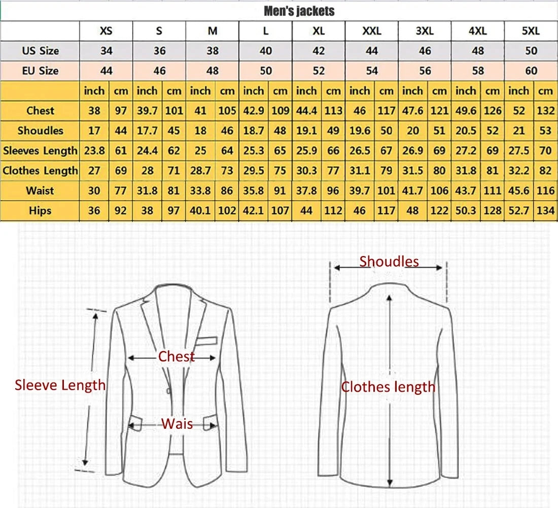 Men's Suede Jacket – Elegant Casual Suit Blazer for Spring & Autumn Chart