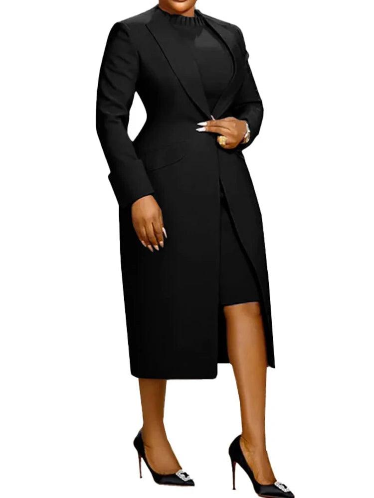 Elegant Office Lady 2-Piece Blazer & Dress Set – Business African Streetwear - JVMCL