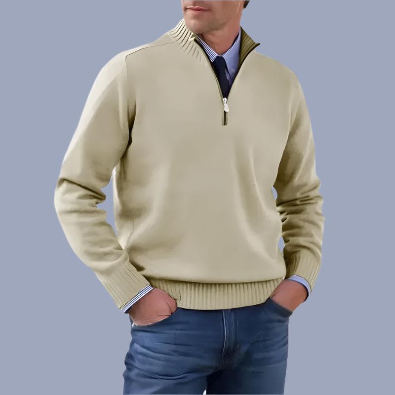 Men’s Autumn Half-Zip Breathable Knitted Turtleneck Pullover Sweater Jacket - JVMCL