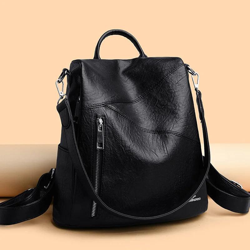 Fashionable PU Leather Backpack for Women – Stylish & Versatile Travel & School Bag - JVMCL