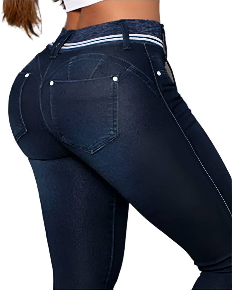 High Waist  Casual Stretch Pocket Skinny Jeans Denim for Women