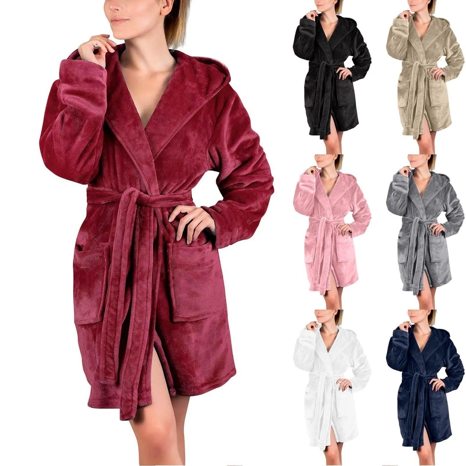 Elegant Hooded Cotton-Polyester Kimono Bathrobe – Soft, Cozy & Stylish! - JVMCL