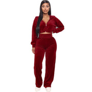 Women's Sport Tracksuit – Velvet Hooded Jacket & Jogger Pants for Fitness & Casual Wear - JVMCL