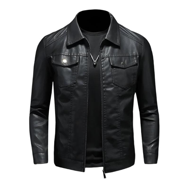 Comfort Ride : Durable Padded Velvet Lining Slim-Fit Leather Motorcycle Jacket - JVMCL