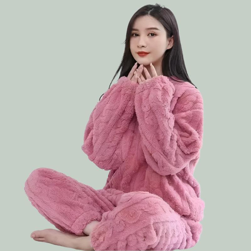 Women's Thick Fleece Pajama Set –Cozy & Sweet Loungewear - JVMCL