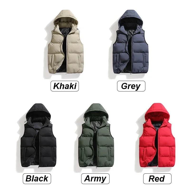 Warm and Stylish Men's Autumn and Winter Thick Hooded Vest with Detachable Hat - JVMCL