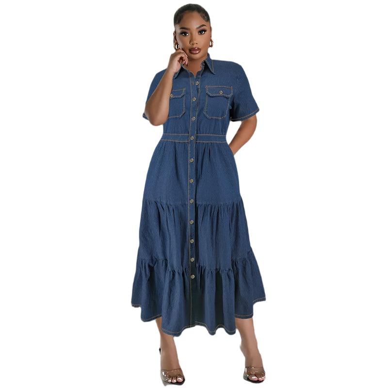 Button Plus Size Denim Dress – A Blend of Casual Elegance and Comfort - JVMCL