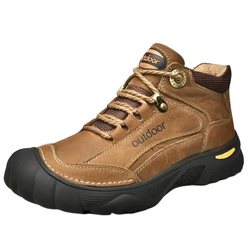 Classic Outdoor Men's Leather Winter Boots – Retro Mountain Trekking Style - JVMCL