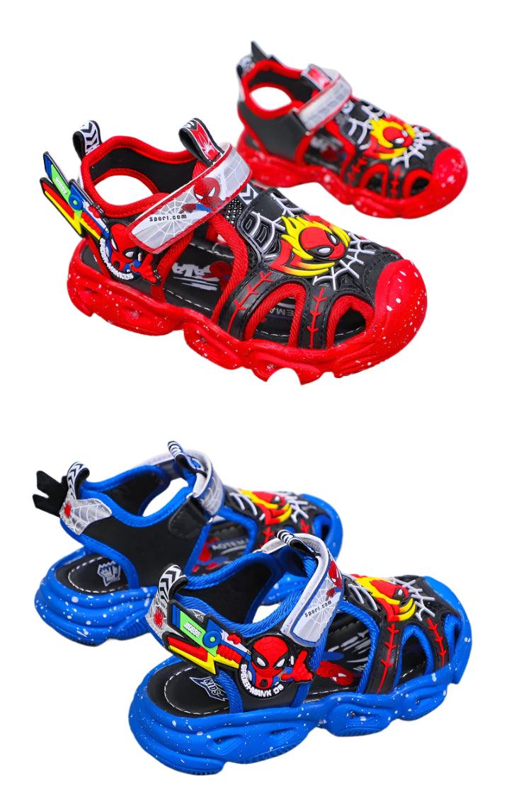 LED Sport Sandals Spiderman Sandals for Boys Casual Soft Sole Kids Shoes - JVMCL