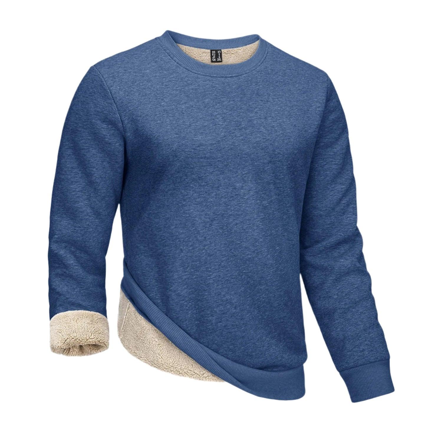 Men's Thicken Fleece Crewneck Sweatshirt – Heavy Sherpa-Lined Winter Pullover - JVMCL