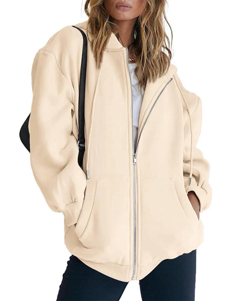 Cute Oversized Hoodie for Women and Teenage Girls – Casual Autumn Zipper Jacket - JVMCL