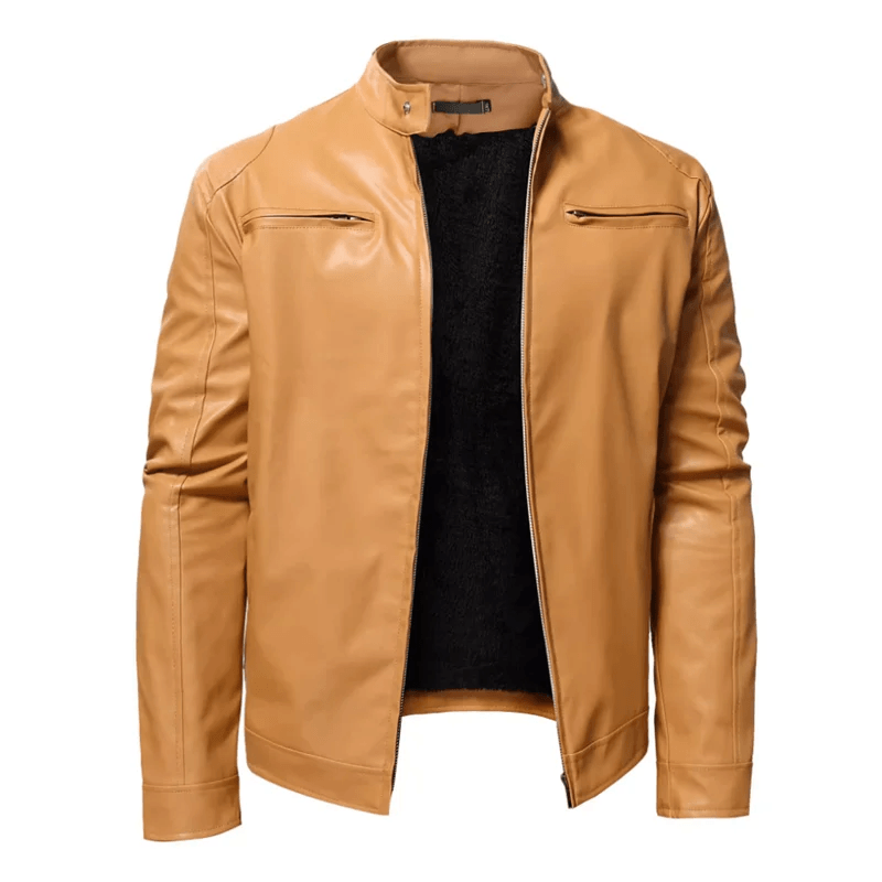 Stay Warm in Style: Plush Men's Leather Jacket Coat– Perfect for Autumn & Winter - JVMCL