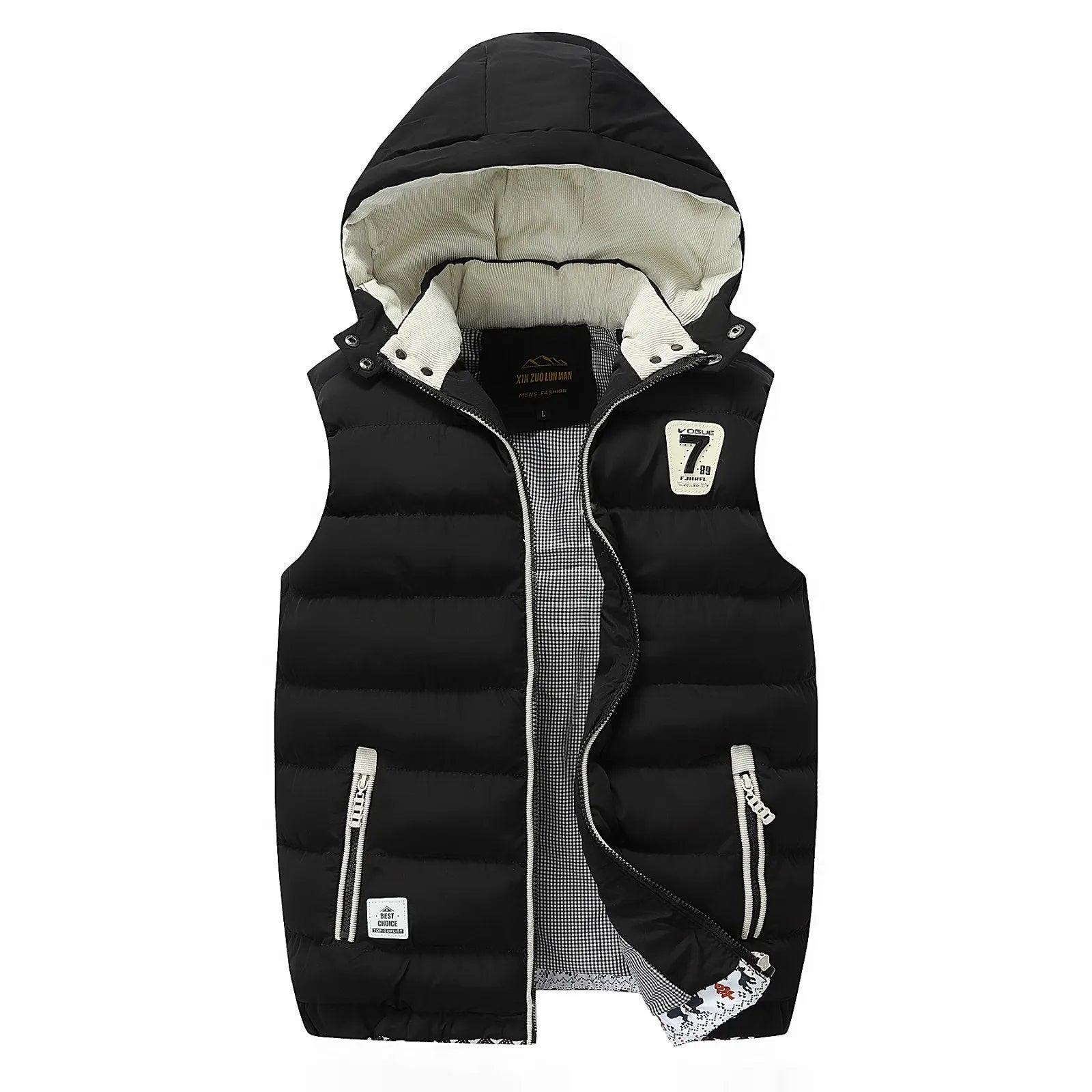 Fashion Comfortable Men's Winter Hooded Vest - Casual Outdoor Cotton-Padded Jacket - JVMCL