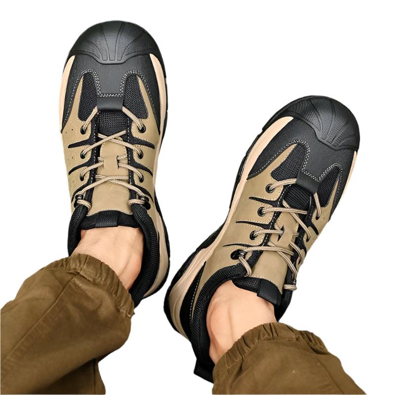 Genuine Leather Men's Hiking Sneakers–Handmade High-Quality Casual Walking Shoes - JVMCL