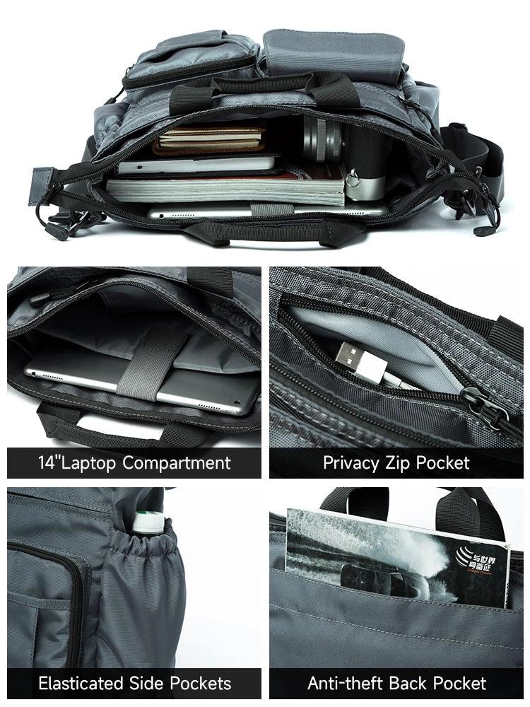 Business Briefcase Multifunction Fashion Shoulder Messenger Bag with USB Port - JVMCL