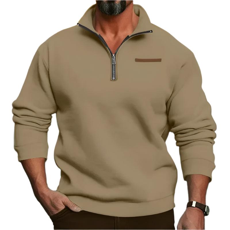 Men’s Large Size Winter Plush Half-Zip Pullover – Casual Stand-Up Collar Hoodie - JVMCL