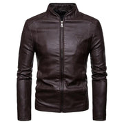 Men's Korean Design Slim Standing Collar PU Leather Jacket - JVMCL