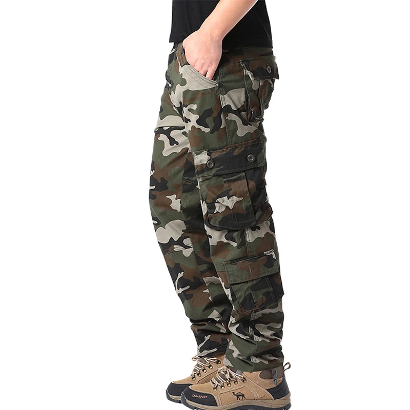 Men’s Tactical Camouflage Overalls – High-Quality Cotton Multi-Pocket Work Pants