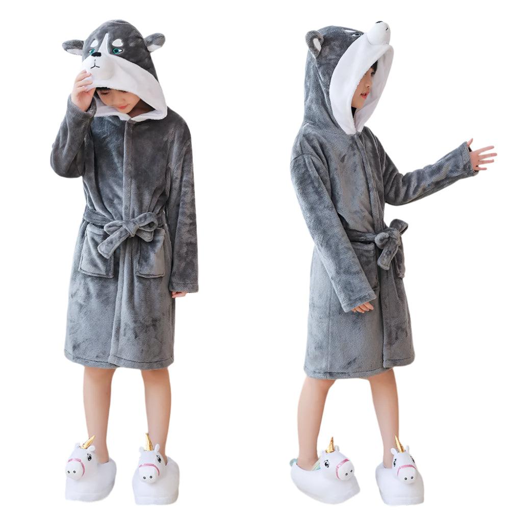 Unicorn Kids Hooded Bathrobe – Soft Flannel Animal Pajamas for Boys & Girls - JVMCL