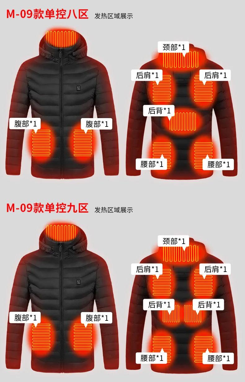 21-Area Heated Waterproof Winter Coat – USB-Powered Warm Vest for Men & Women - JVMCL