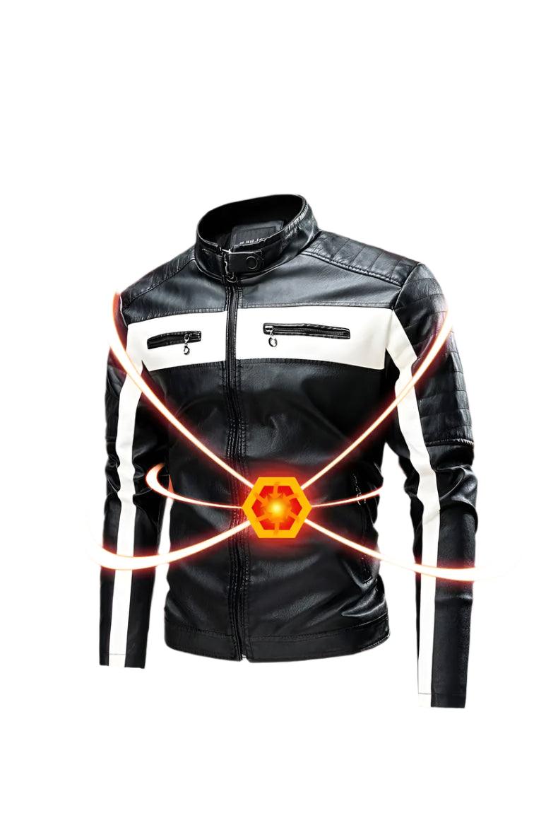 Standing Collar Leather Winter Jacket – Men's Business High-Grade PU Motorcycle Jacket - JVMCL