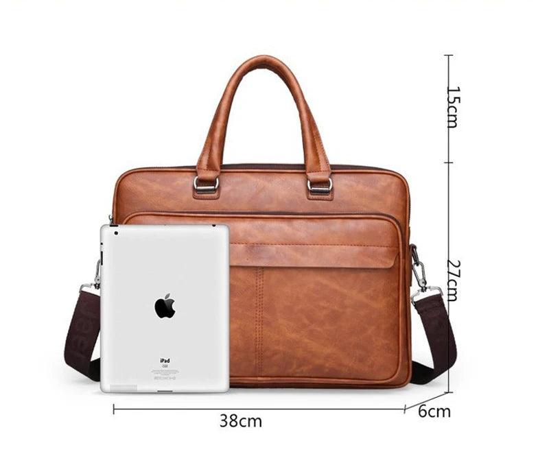 PU Leather Business Briefcase: Handbag, Laptop Folder & Crossbody Messenger Bag - JVMCL