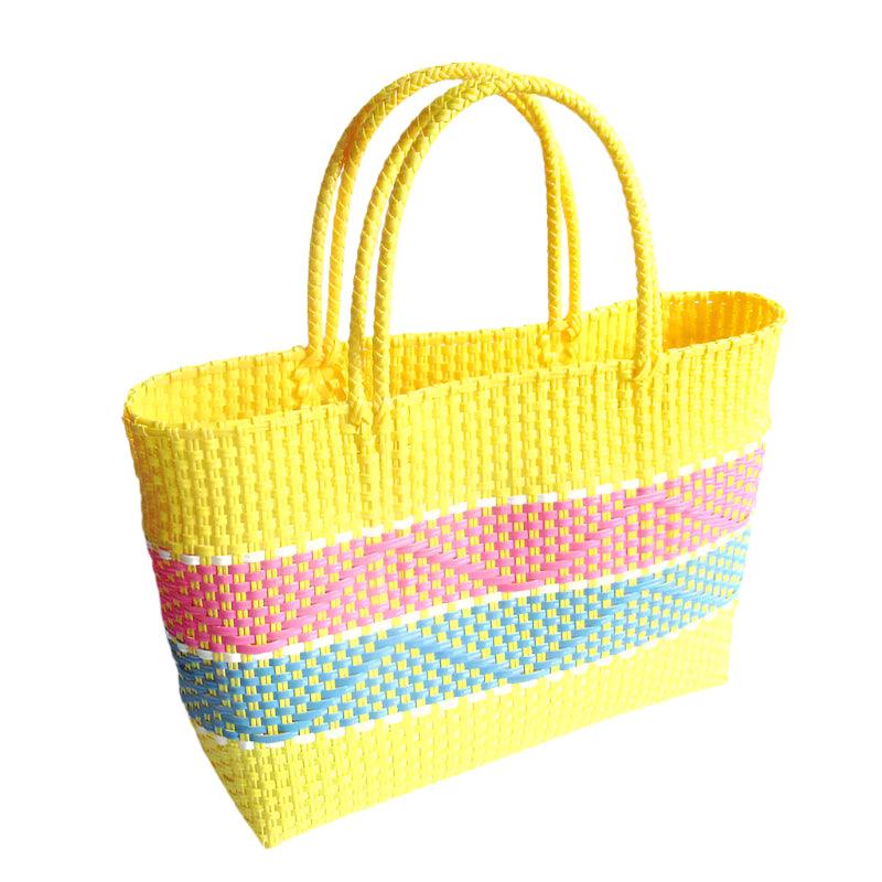 Handmade Plastic Woven Bohemian Tote – Summer Beach Shoulder Bag for Women - JVMCL