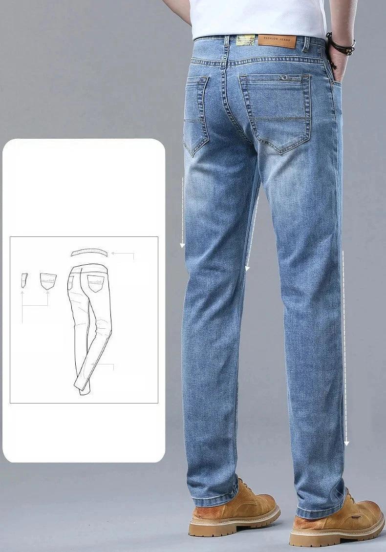 Men's Thin Casual Stretch Fashion Business Casual Straight Classic Denim Pants - JVMCL