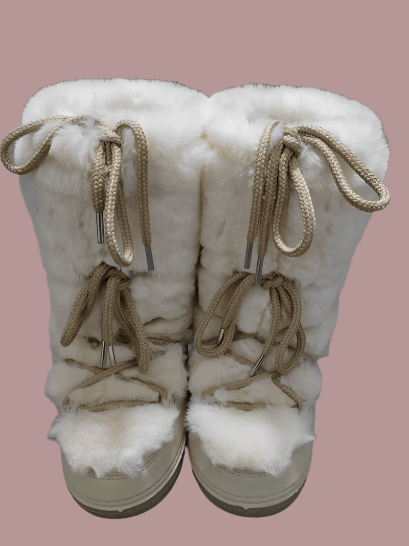 Luxury Winter Rabbit Fur Long Boots – Warm Fluffy Platform Ski Boots - JVMCL