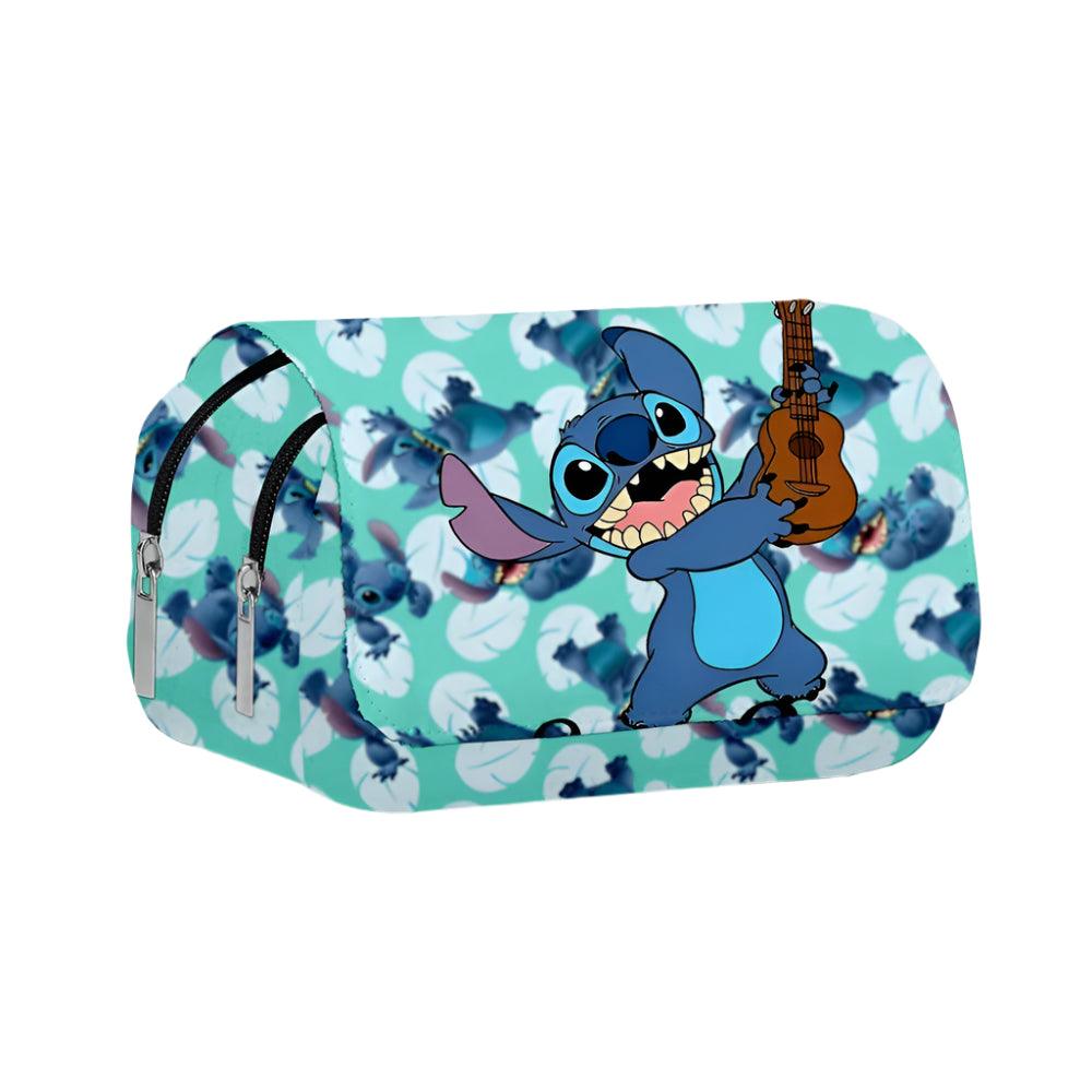 Stitch Fully Printed Flap Pen Bag - Large Capacity Cartoon Students Pencil Case - JVMCL