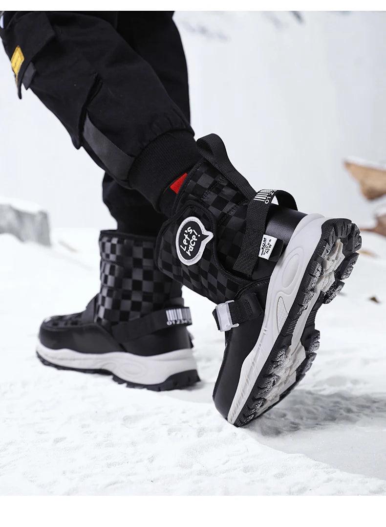 Children Warm Plush Rubber Fashion Sneakers Outdoor Girls Boys Kids Boots - JVMCL