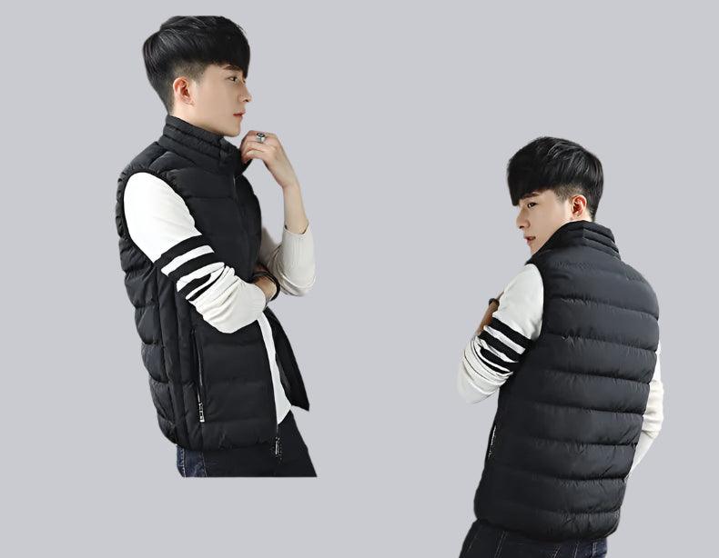 Men Vest Windproof Sleeveless Winter Casual Cotton Warm Thicken Waistcoat Jacket - JVMCL