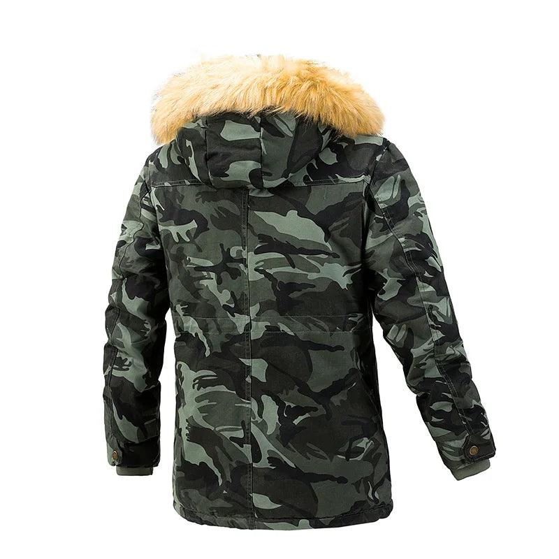 Men's Camouflage Winter Parka - Removable Hood Fleece Thickened Coat - JVMCL