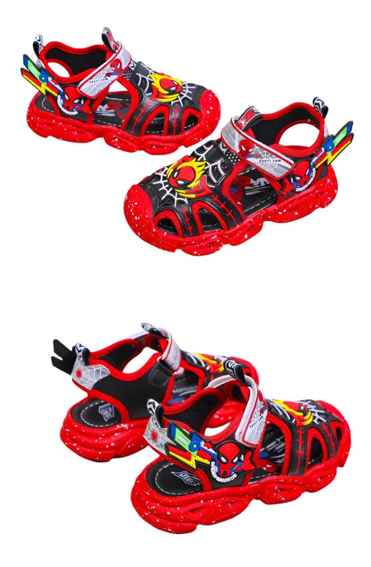 LED Sport Sandals Spiderman Sandals for Boys Casual Soft Sole Kids Shoes - JVMCL