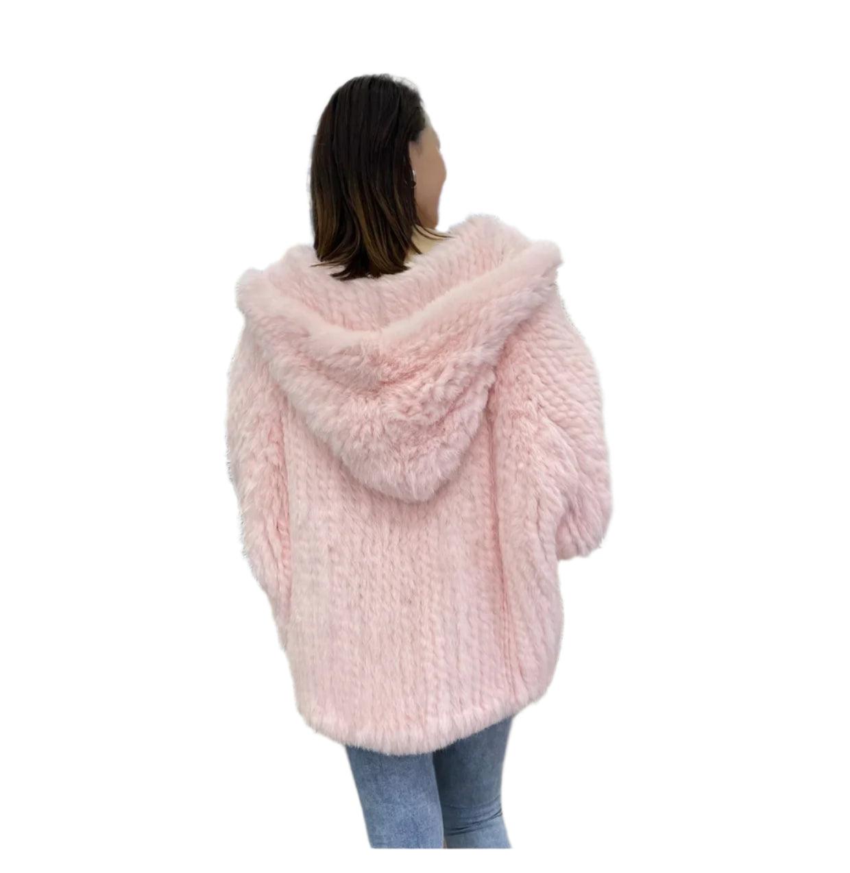 Luxurious Natural Rabbit Fur Hooded Coat – Soft, Warm & Elegant for Winter - JVMCL