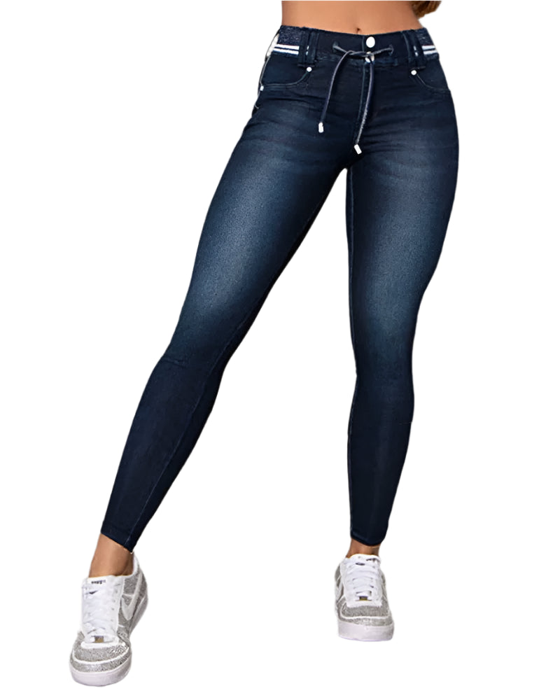 High Waist  Casual Stretch Pocket Skinny Jeans Denim for Women