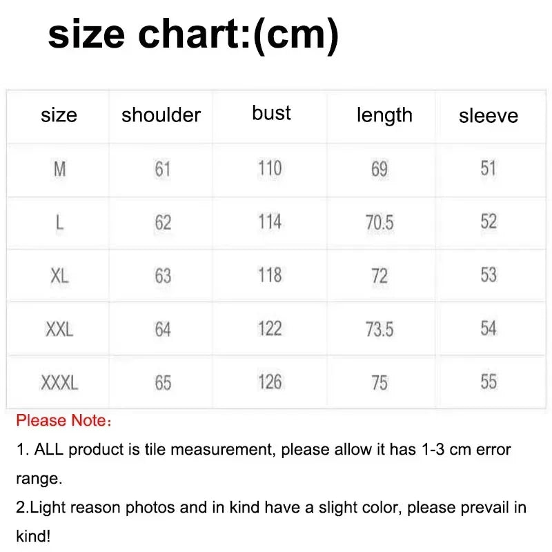 Men’s Long Sleeve Oversized Jacket – Casual Streetwear Cardigan Coat Chart