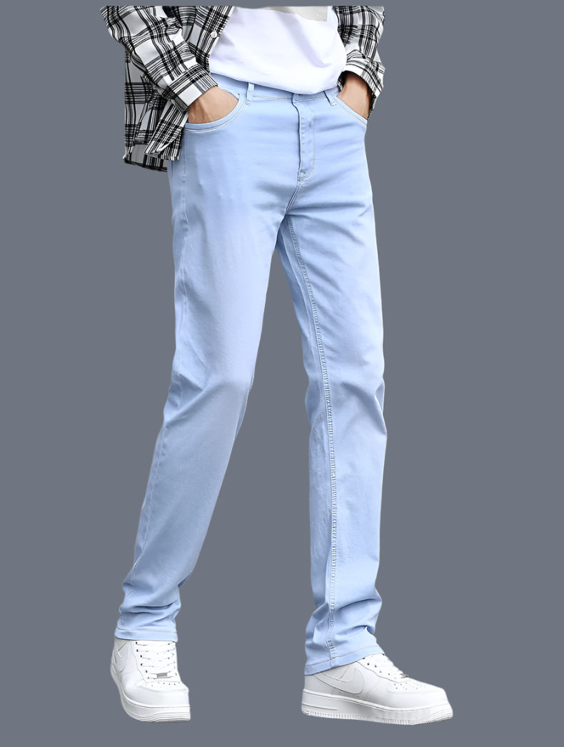 Autumn New Men's Sky Blue Slim Stretch Jeans – Classic Casual Style - JVMCL