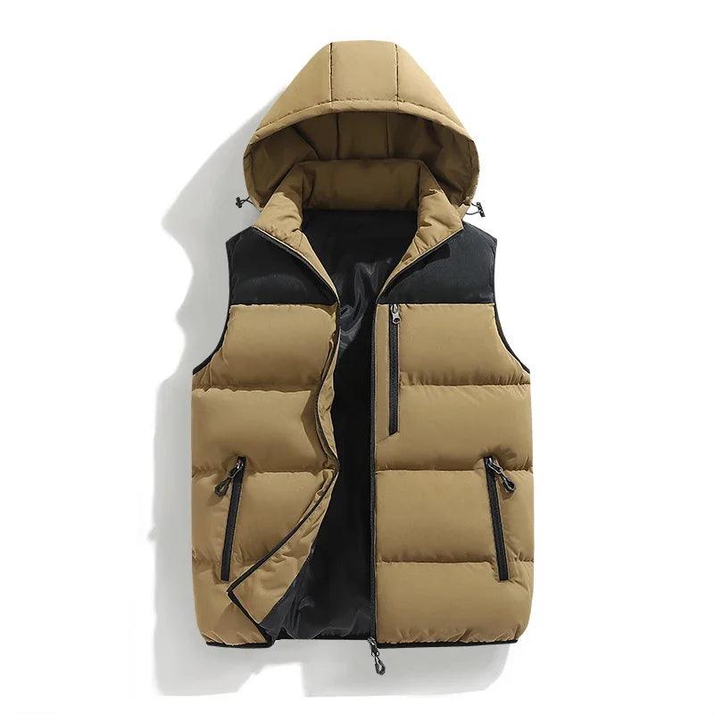 Warm and Stylish Men's Autumn and Winter Thick Hooded Vest with Detachable Hat - JVMCL