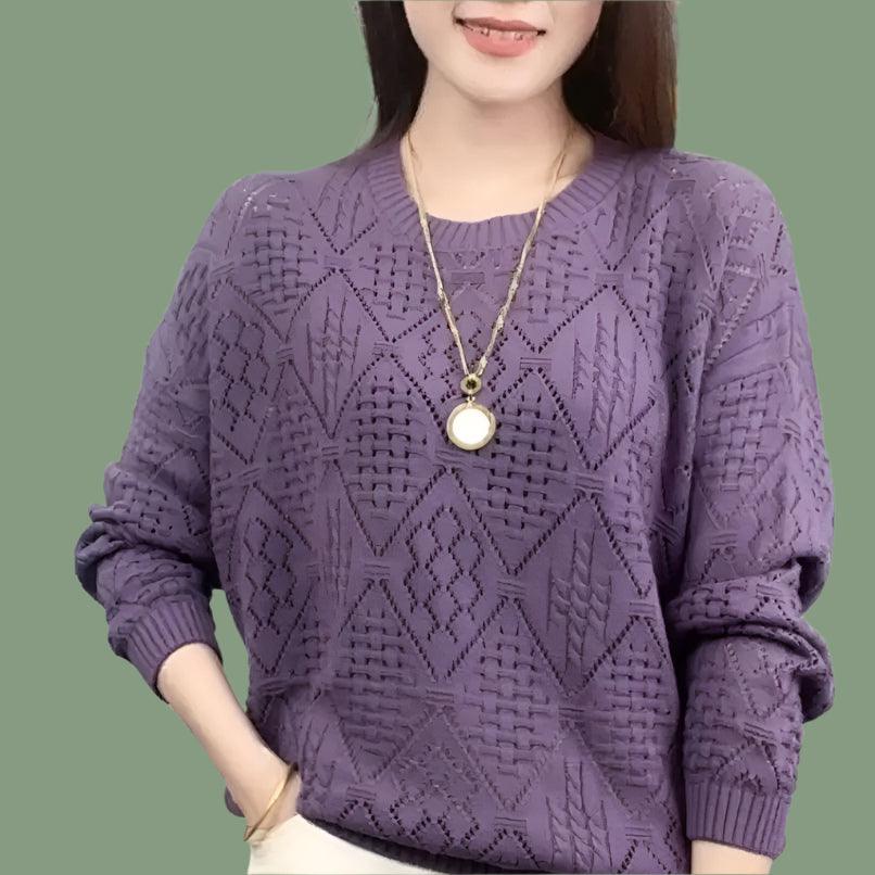 Elegant Knitted Sweater Loose-Fit Daily Work Casual Jumper for Spring Autumn - JVMCL