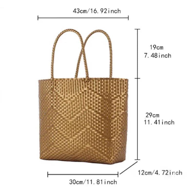 Handwoven PVC Beach Tote Bag – Versatile Shoulder Bag for Women’s Vacations - JVMCL