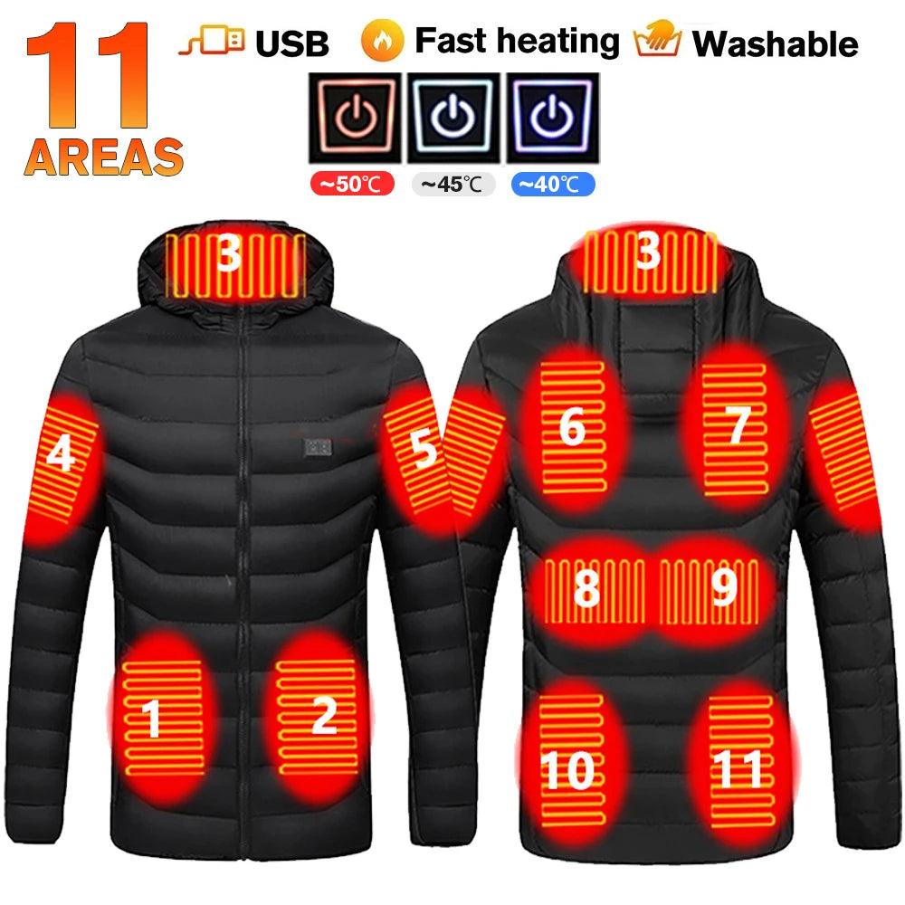 21-Area Heated Waterproof Winter Coat – USB-Powered Warm Vest for Men & Women - JVMCL