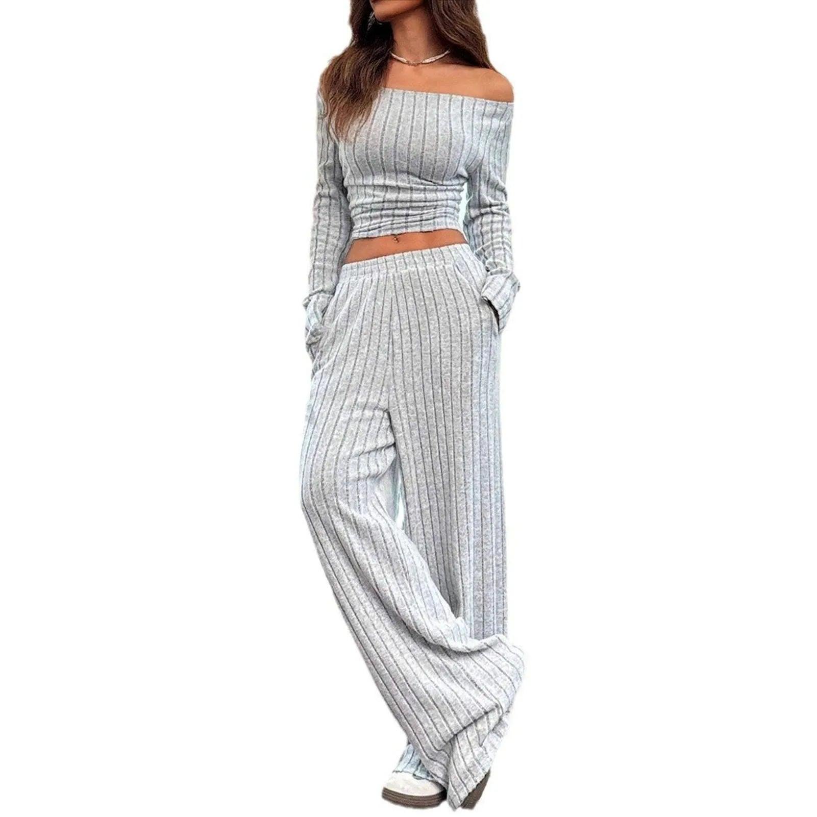 2 Pcs/Set Knitted Cozy andStylish Elegant Half-High Collar & Flare Pants Set - JVMCL