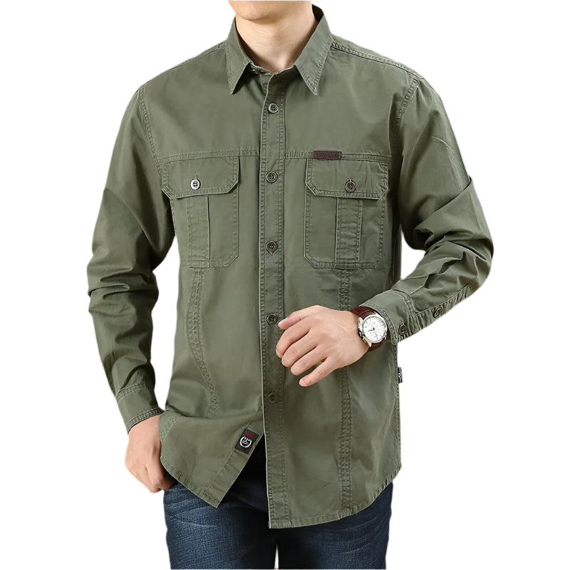 Men’s Oversized Army Tactical Shirt – Long Sleeve Outdoor Hunting Shirt